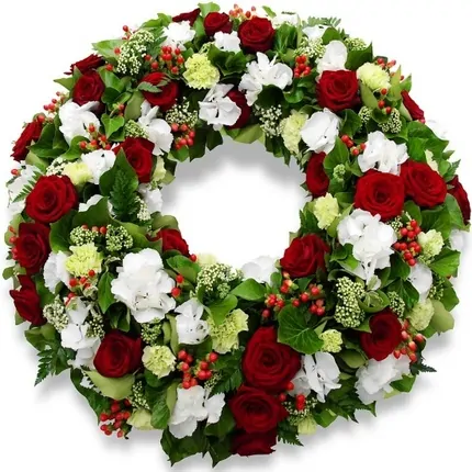 couronne deuil rouge blanc
