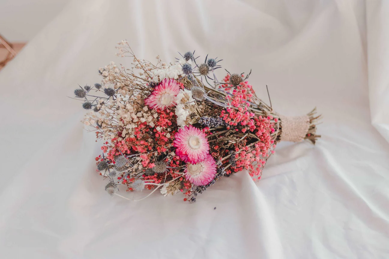 Bouquet de mariée de fleurs séchées "Paradis rose crème"MF